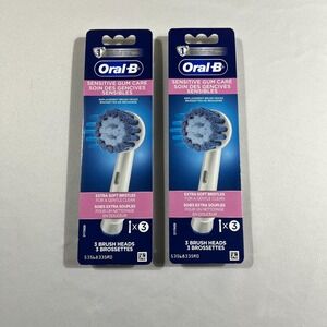2 Oral-B Sensitive Gum Care Replacement Brush Heads 3 Count Extra Soft Bristles